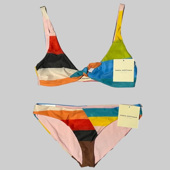Mara Hoffman Swim Nwt Mara Hoffman Swim Bikini Set Rio Top Zoa Bottom Womens M Rainbow Pc